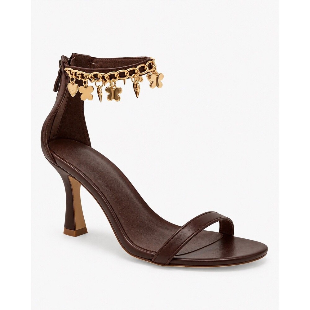 Chase + Chloe Iridessa-12 Brown Charm Ankle Strap Heels Size 7 NWT Box